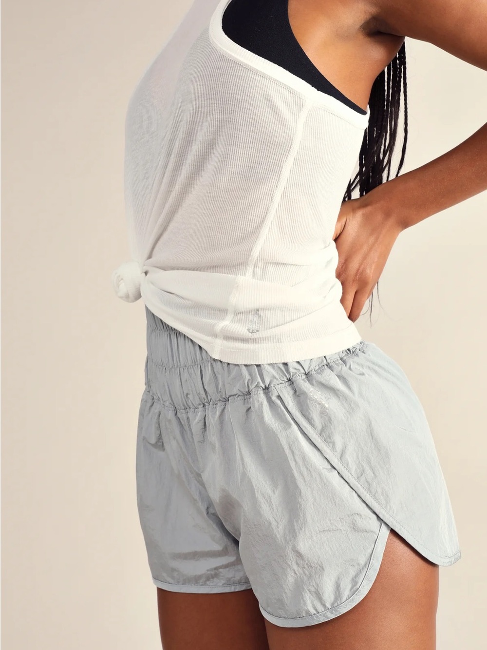 FP Movement The Way Home Shorts Gray Silver High Waisted Size Large Athleisure